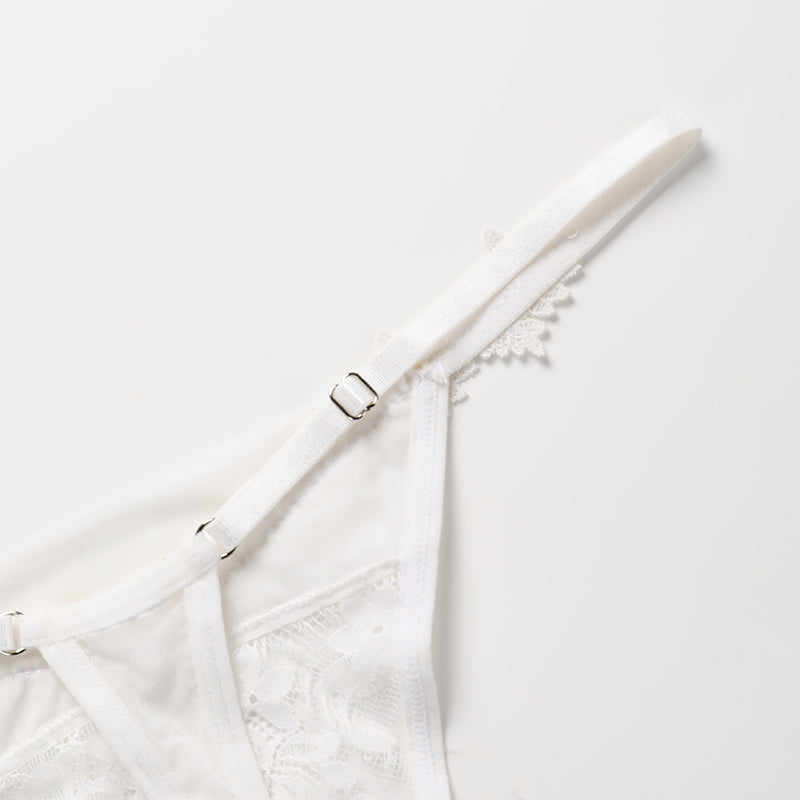 French Lace Embroidered Satin Sexy Thong Panties