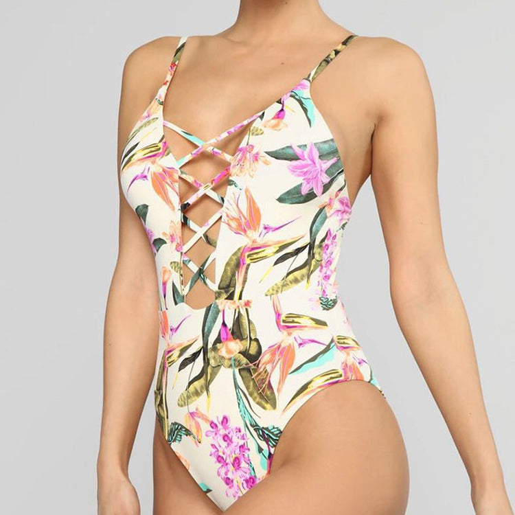 One-piece Women's Halter Swimwear Sexy Printed Bikini