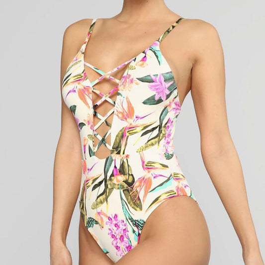 One-piece Women's Halter Swimwear Sexy Printed Bikini