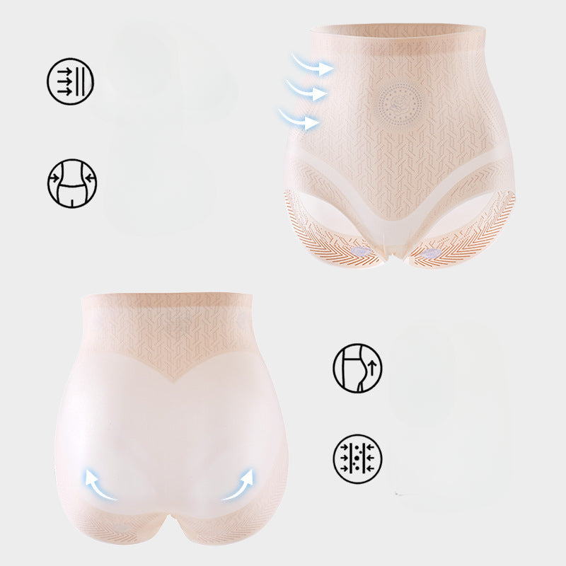 High Waist Ice Silk Liquid Nude Silk Crotch Tummy Tuck Triangle Panties