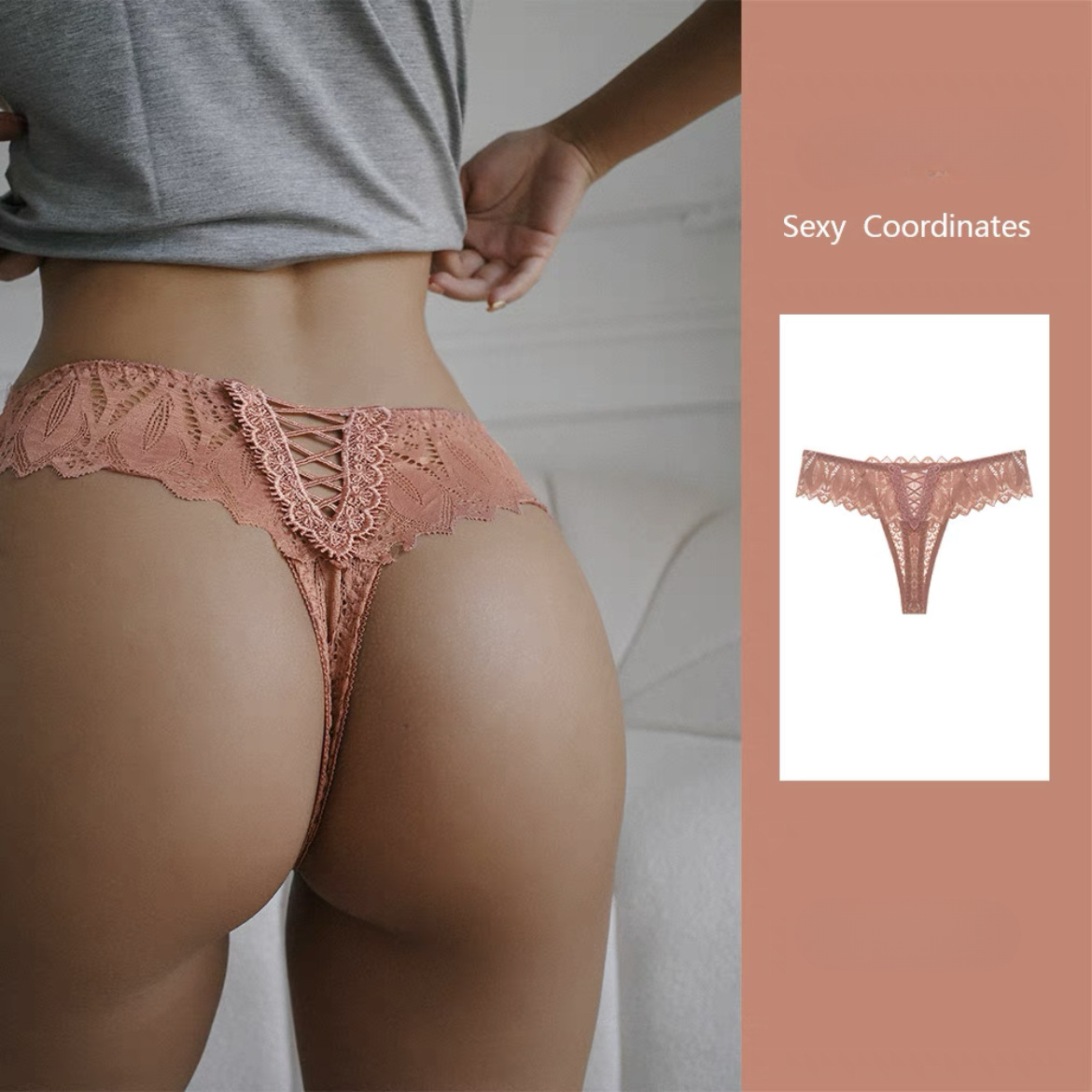 Sexy Lace Lace Low Waisted Thong Panties