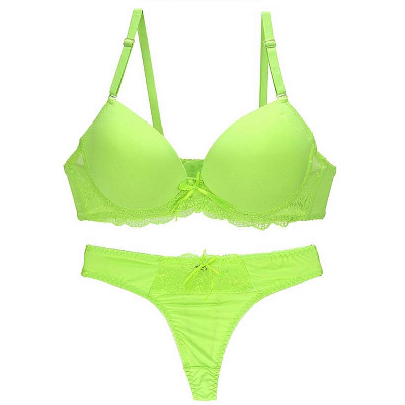 Glossy Thin Cup Sexy Thong Bra Set
