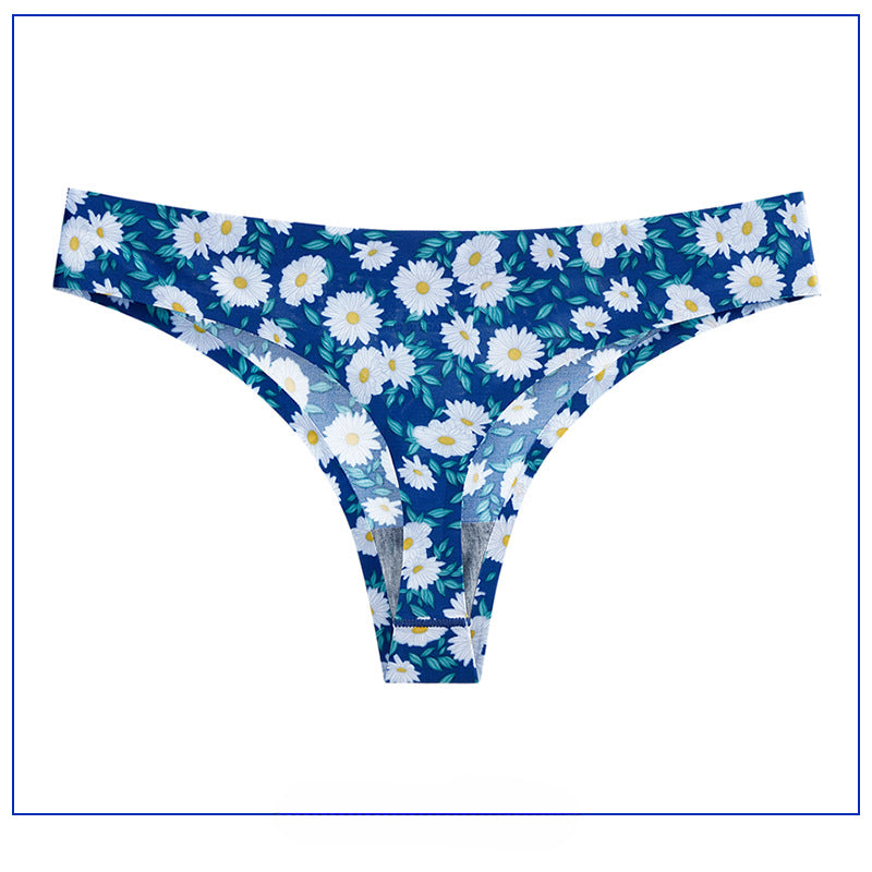 Plus Size Sports No Trace Panties Printed Low Waist Sexy Thongs