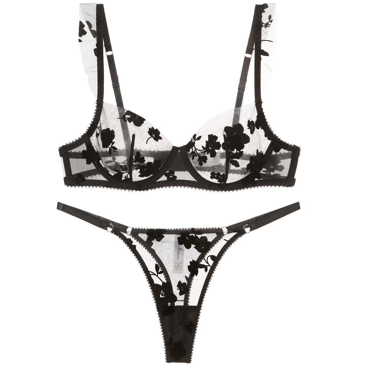 Sexy French Ultra Thin Embroidered Lace Bra Set