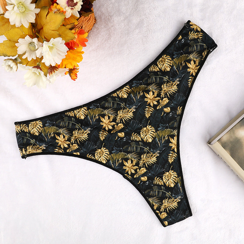 Floral Seamless Invisible Breathable Triangle Panties Low Rise Panties Thongs