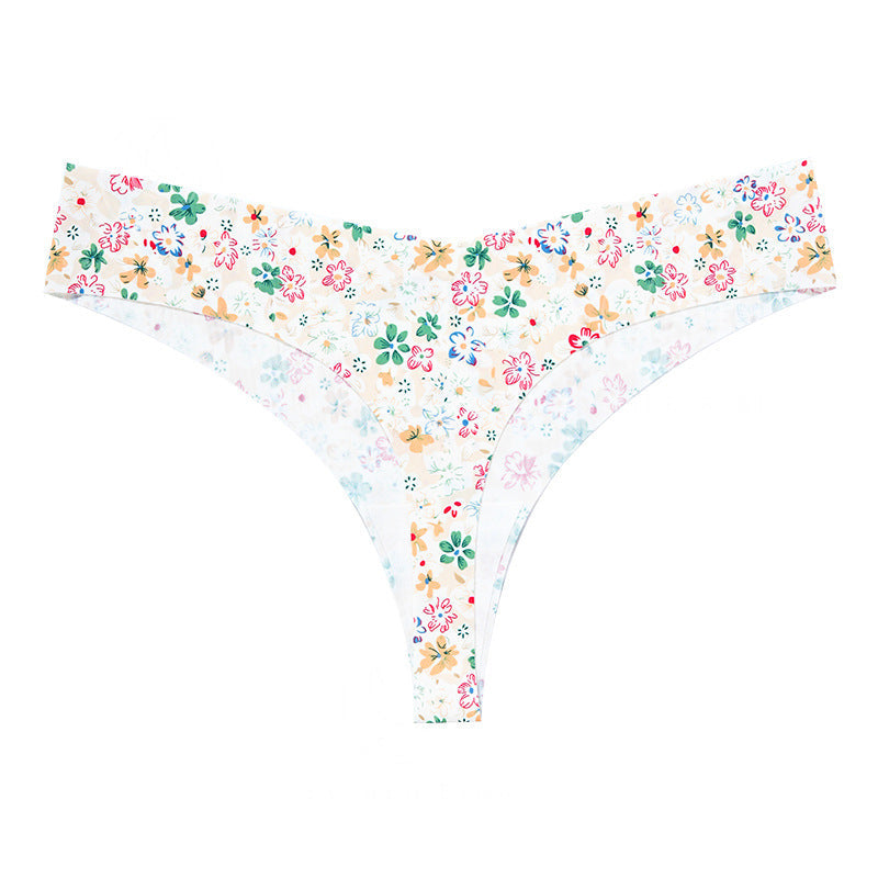 Sexy Low Waist Plus Size Panties Seamless Ice Silk Leopard Thong
