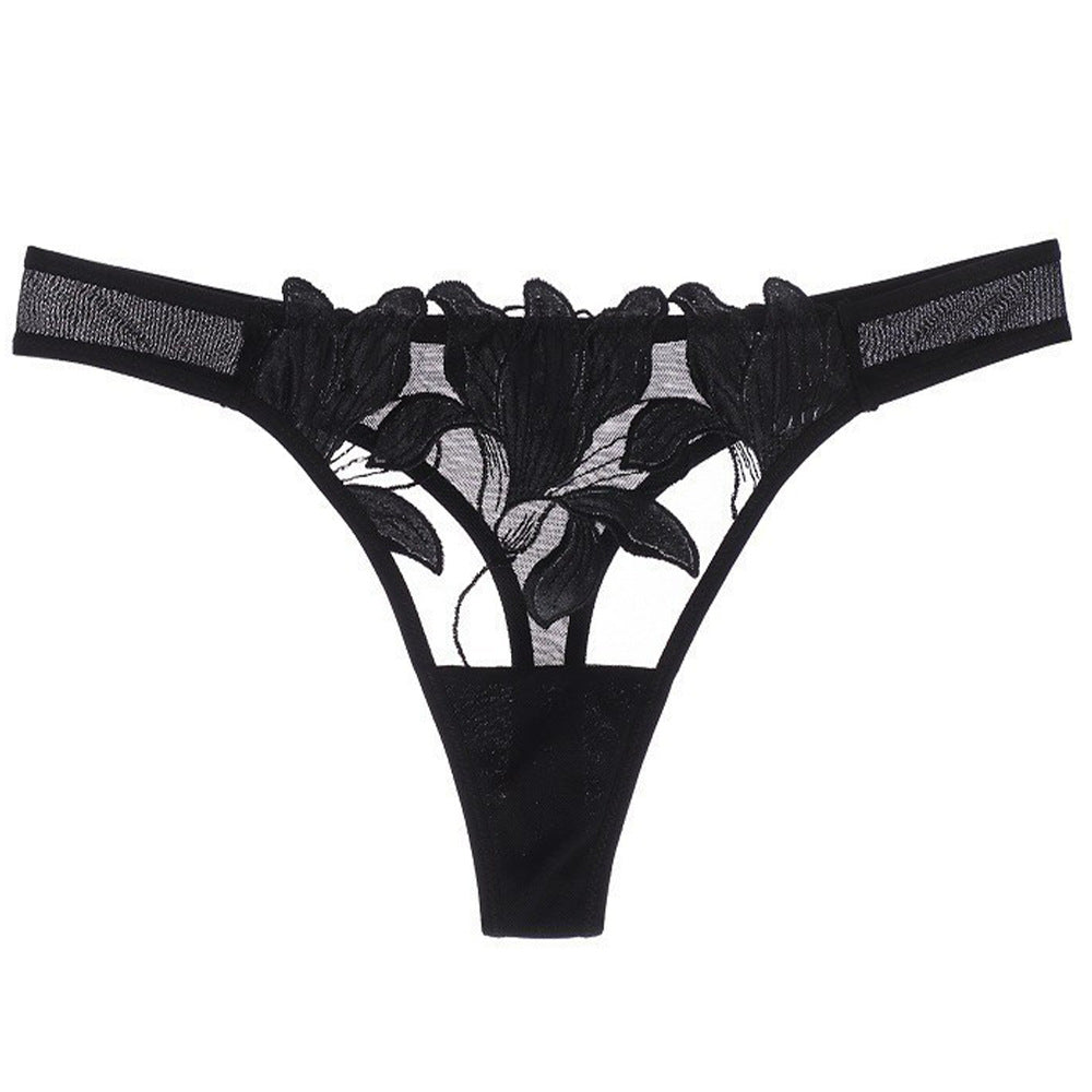 French Sexy Panty Applique Embroidered Mesh Panties Thong