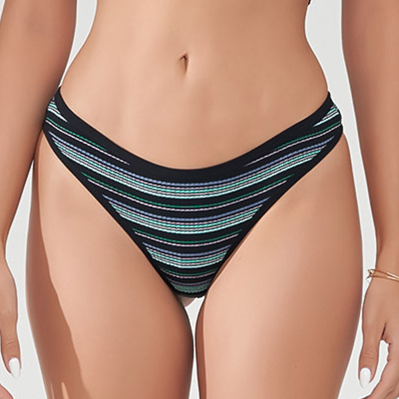 Colorful Striped Sports Fitness Thong Rainbow Threaded Cotton Women's Low Rise Sexy Panties