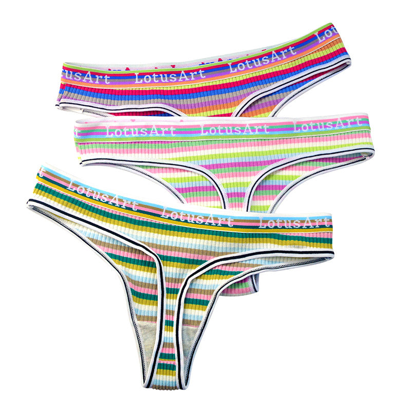Sexy Striped Butt Lift Thong Panties
