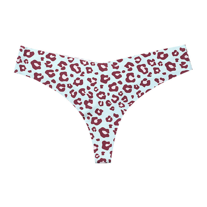 Ice Silk Sleek Animal Print T-Back Thong Panties