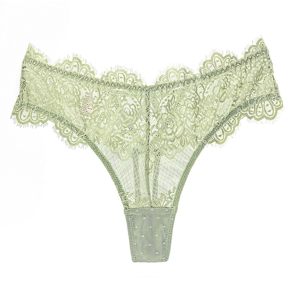 Sexy Lace Thong Thin See-Through Hollow Out Low Waist Panties