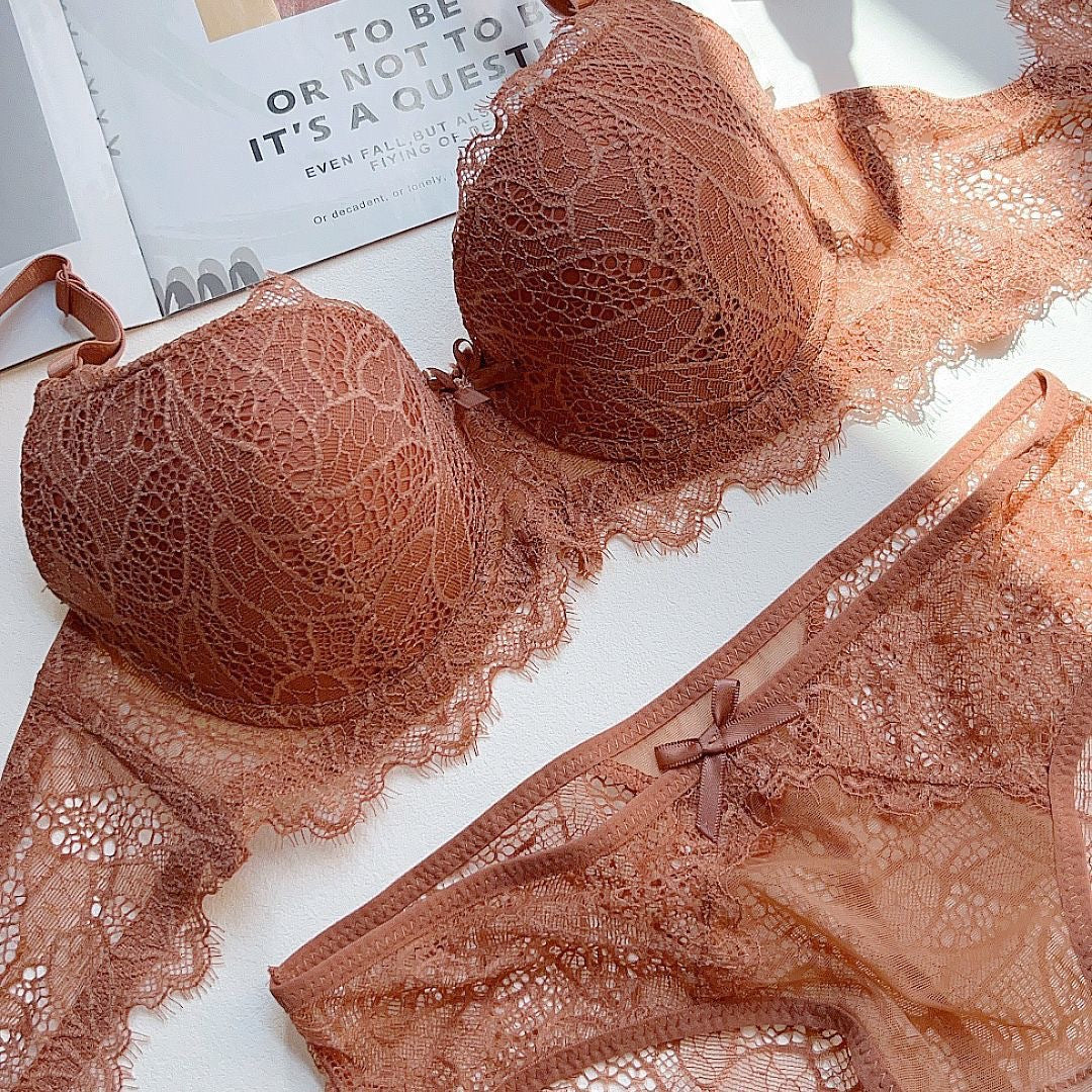 Sweet Lace Pure Desire Thin Cup Sexy Cross Back Plus Size Bra Set