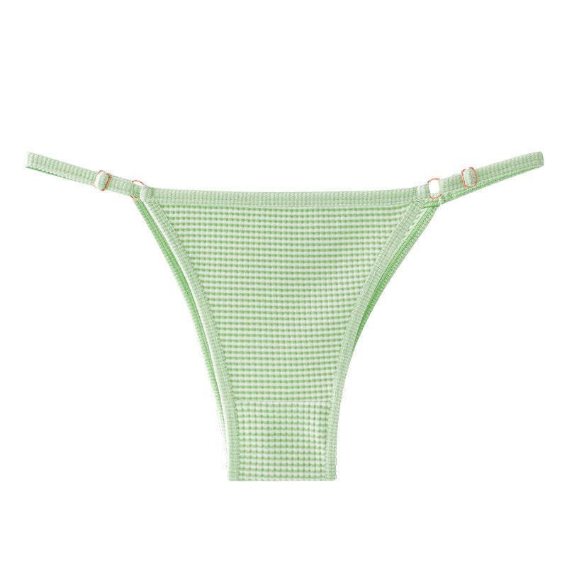 Adjustable Buckle Spaghetti Strap Thong Sexy Striped Panties