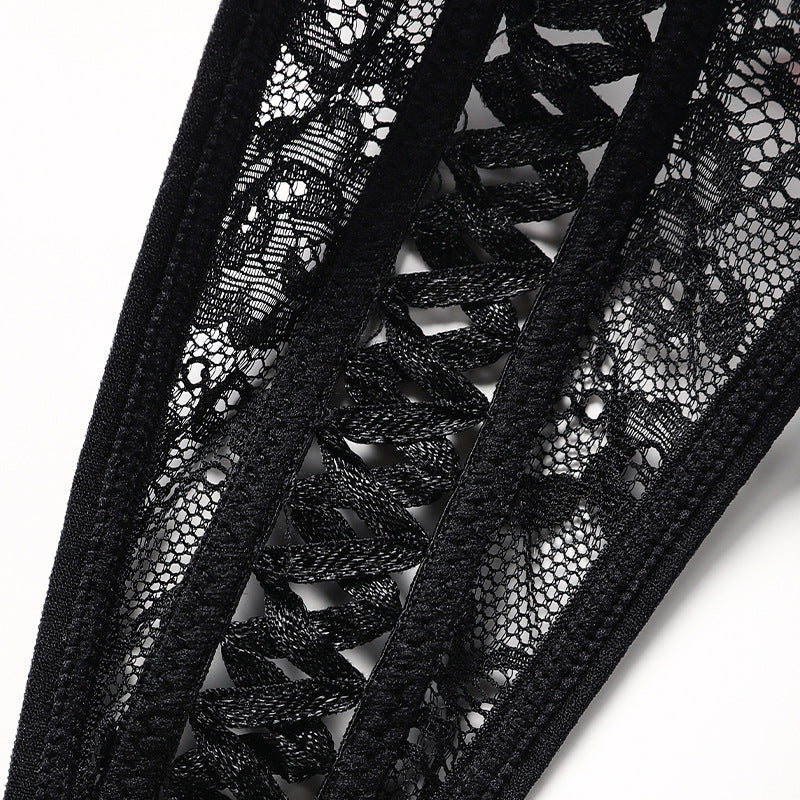 Bow Spaghetti Strap Plus Size Sexy Lace Thongs PAnties