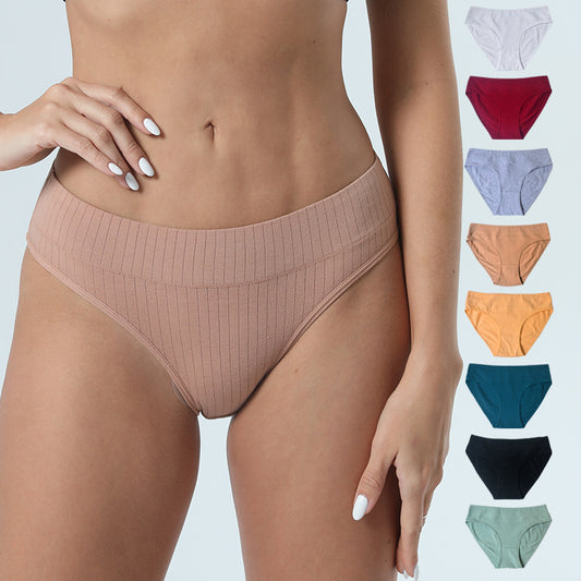 Cotton Breathable Comfortable Mid-waist Solid Color Panties