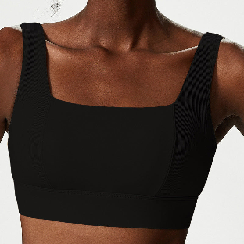 Plus Size Strong Support Fitness Exercise Spliced Threaded No Stitching Fixed Cups Sports Yoga Bra