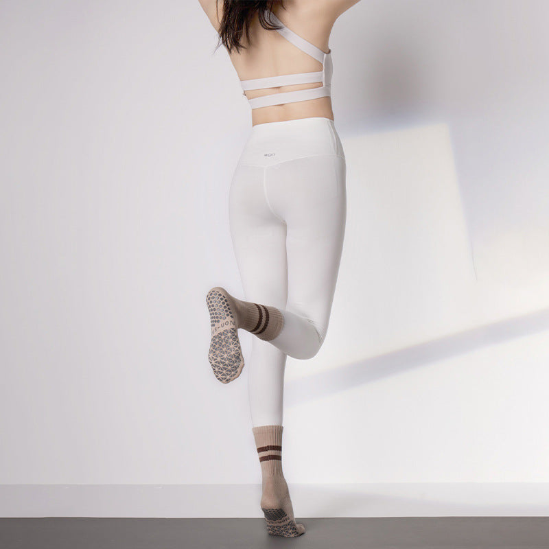 Striped Medium Yoga Socks Non-Slip Long Pilates Socks Jump Rope Shock Absorbing Sports Socks