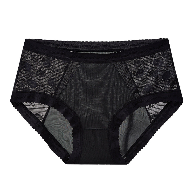 Ice Silk No Trace Mid Waist Lace Sexy Panties
