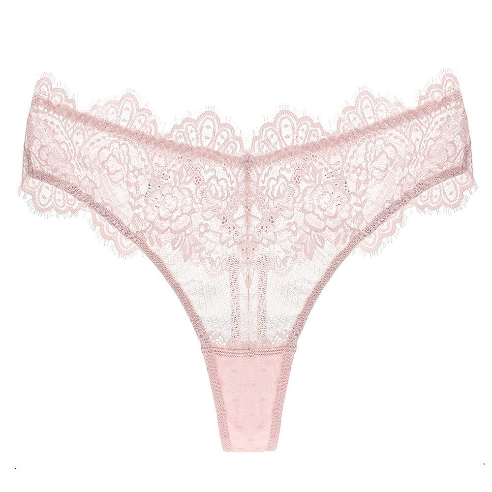 Sexy Lace Thong Thin See-Through Hollow Out Low Waist Panties