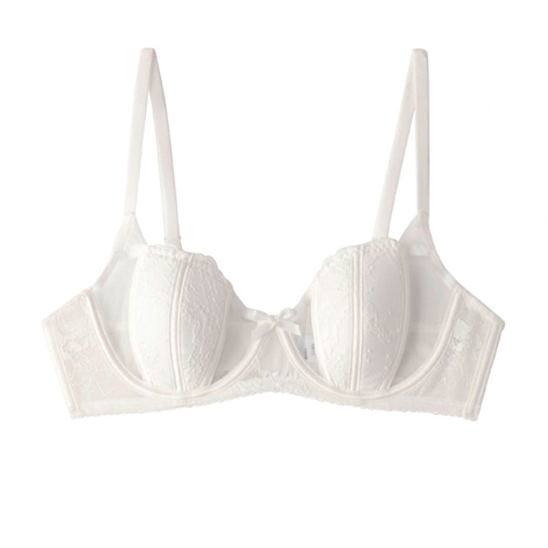 Elegant French Style Bra with Lace Edge and Bunny Ear Cups