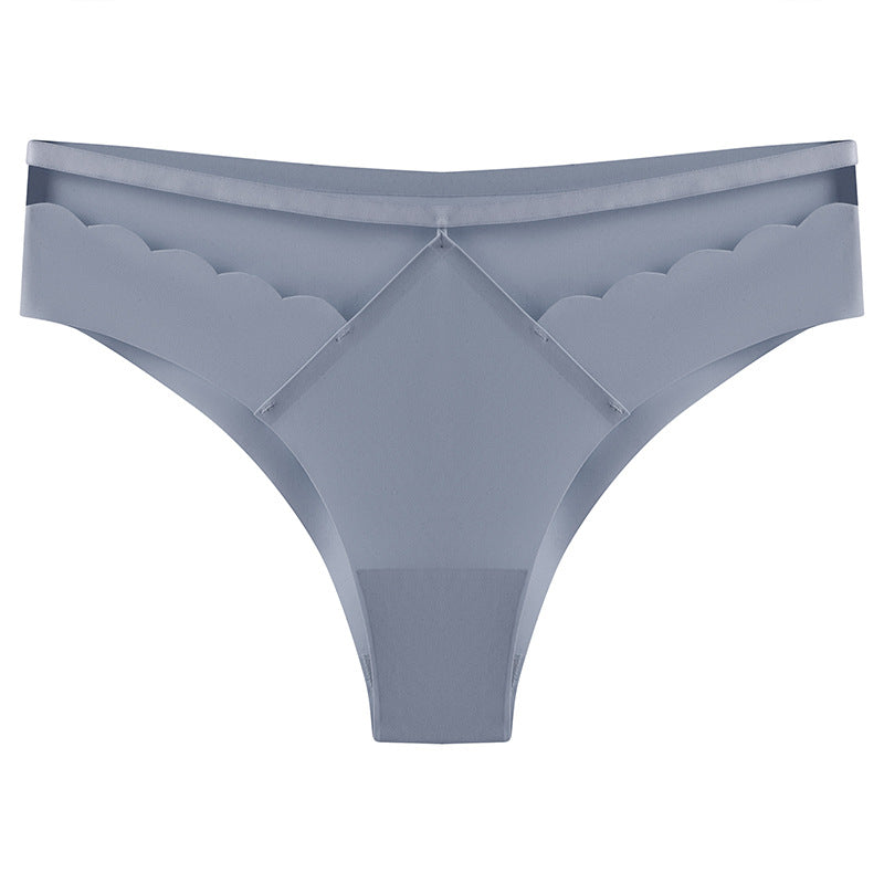 Sexy Ice Silk Lift Hip Low Waist Panties No Trace Invisible Sports Triangle Pants