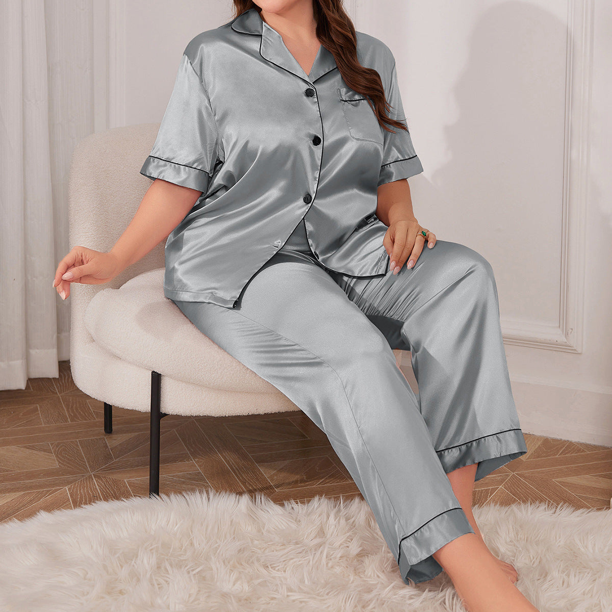 Simple and Casual Sleepwear for Women  Faux Silk Pajama Set