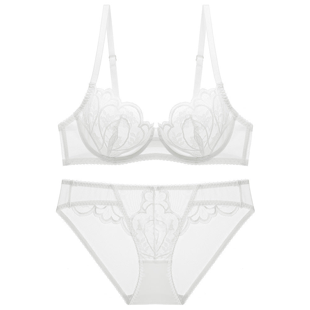 Sexy Lace Ultra-thin Breathable Top Support Bra Set