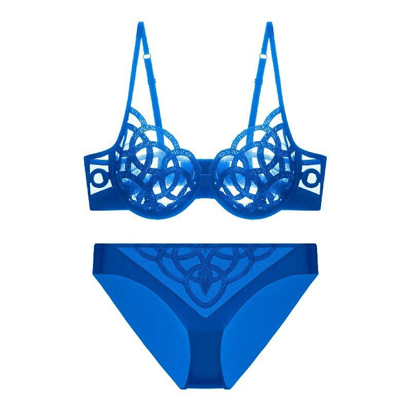 French Sexy Ultra-thin Gathering Mesh Lace Bra Set