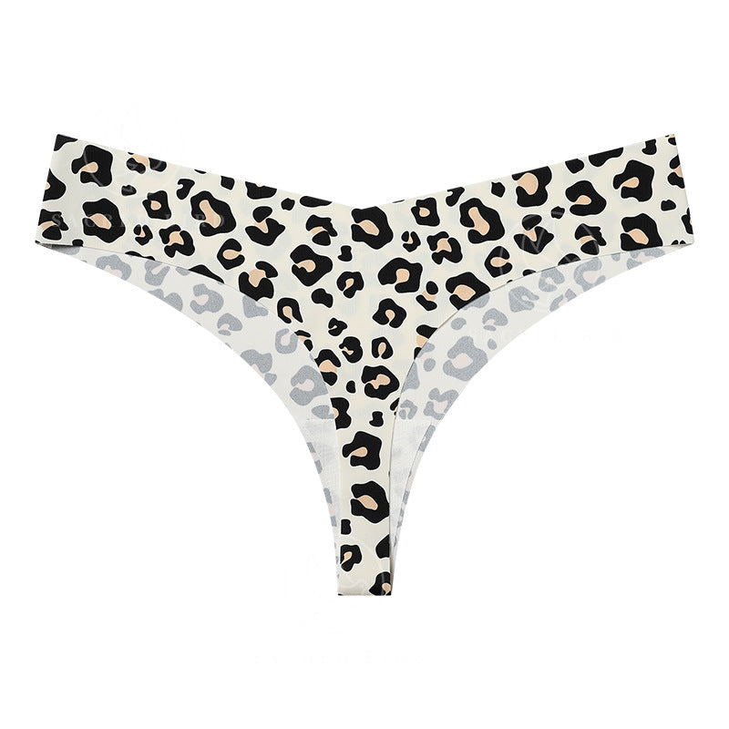 Sexy Low Waist Plus Size Panties Seamless Ice Silk Leopard Thong