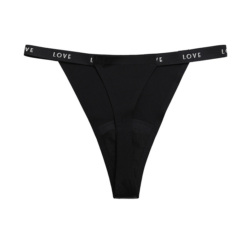 Alphabet Spaghetti Strap No Trace Ice Silk Physiological Panties Menstrual Thongs