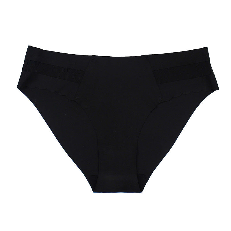 Seamless Ice Silk Panties One Piece Cotton Crotch Breathable Solid Color Triangle Pants