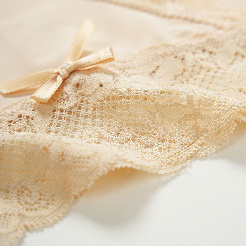 French Lace Splicing No Trace Thin Breathable Sports Low Waisted Panties