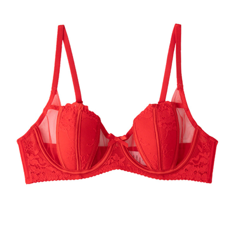 Elegant French Style Bra with Lace Edge and Bunny Ear Cups