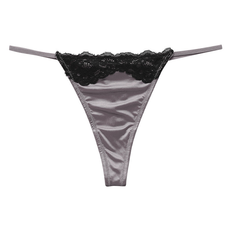 Lace Erotic T Panties Ice Silk Sports Invisible Low Waist Thong
