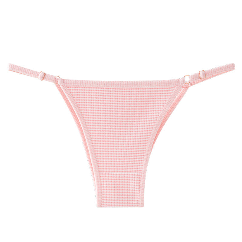 Adjustable Buckle Spaghetti Strap Thong Sexy Striped Panties