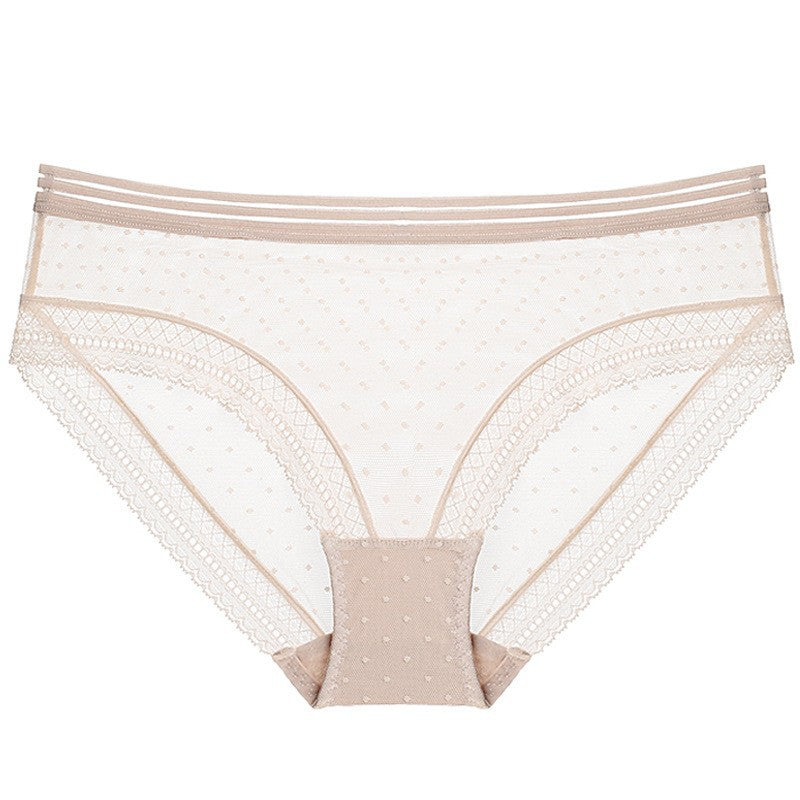 Elegant & Comfortable Polka Dot Mesh Lace Triangle Panties