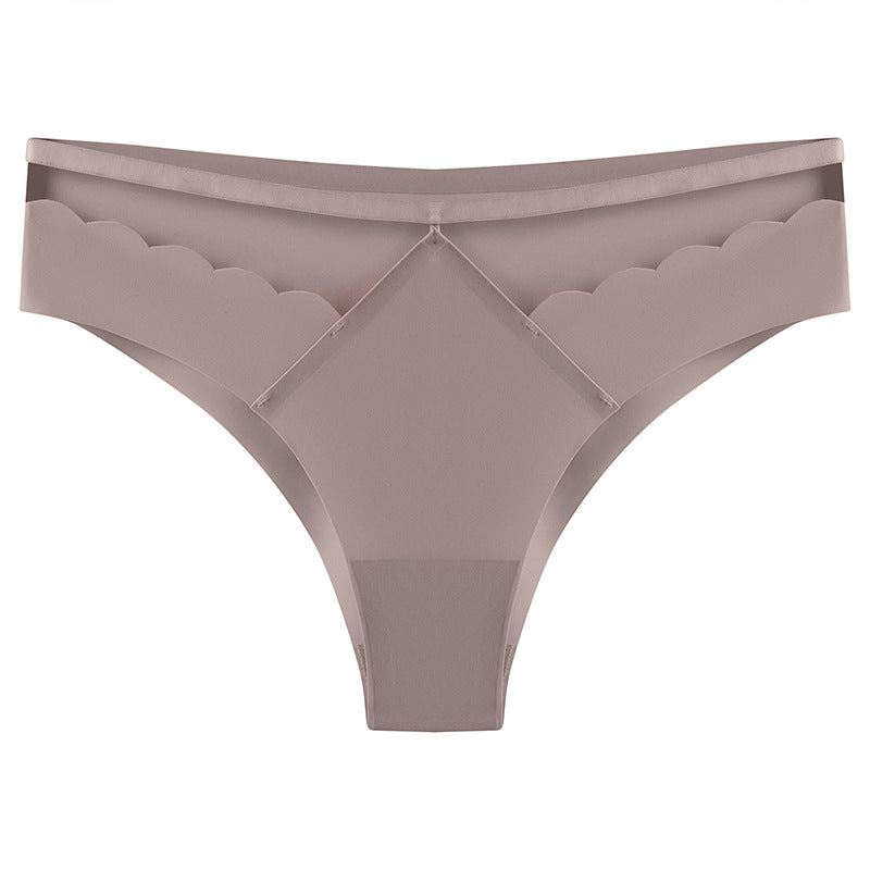 Sexy Ice Silk Lift Hip Low Waist Panties No Trace Invisible Sports Triangle Pants