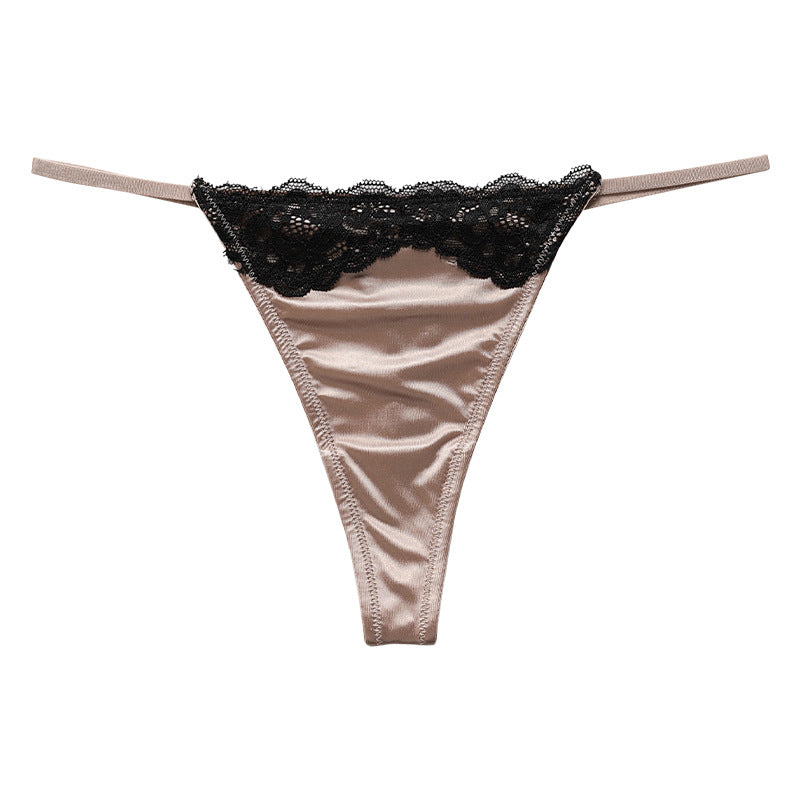 Lace Erotic T Panties Ice Silk Sports Invisible Low Waist Thong
