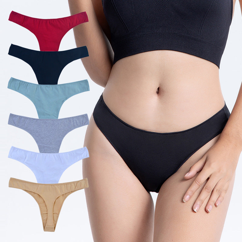 Ultra-thin T/Thong  | Low Waist Solid Knitted Cotton Panties