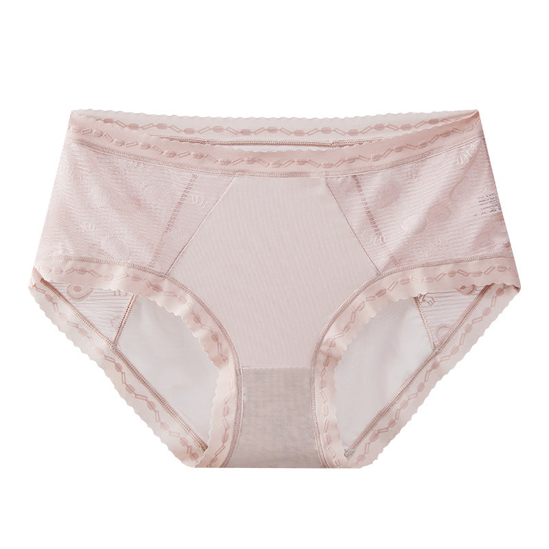 Ice Silk No Trace Mid Waist Lace Sexy Panties
