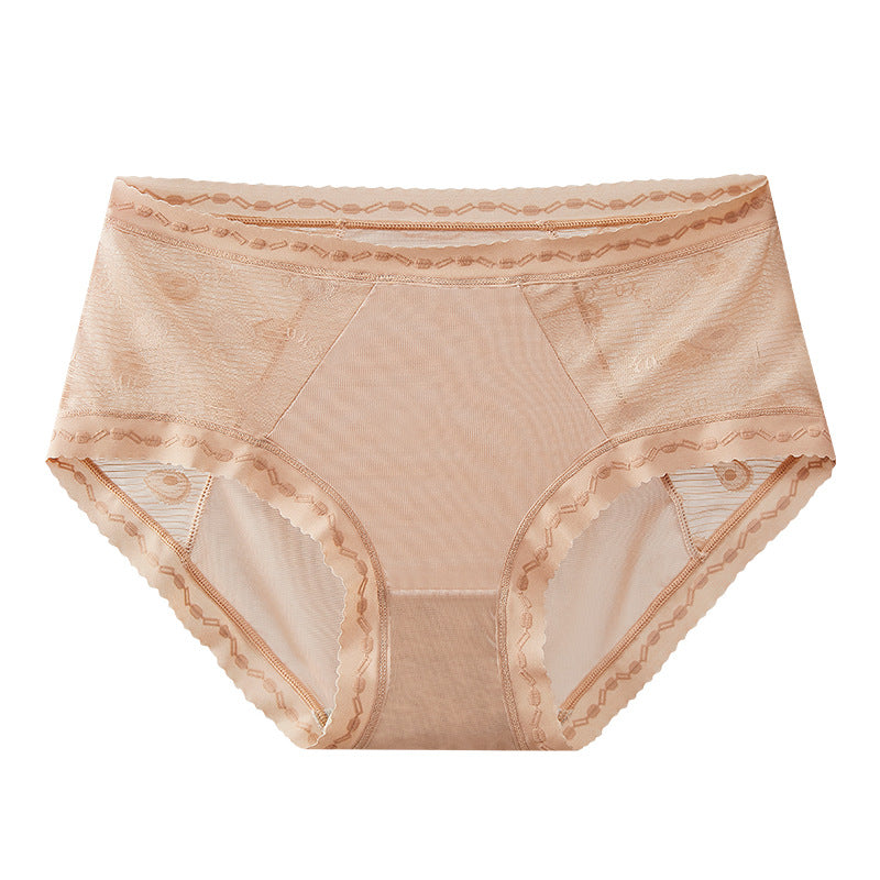 Ice Silk No Trace Mid Waist Lace Sexy Panties