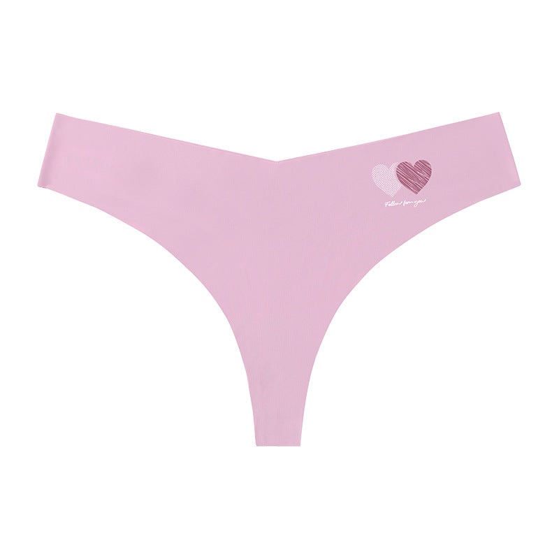 Chic Heartline Print Low-Rise T-Back Thong Panties