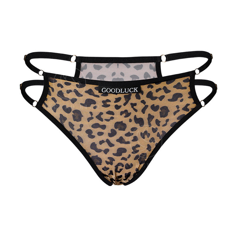 Adjustable Spaghetti Straps Sexy Leopard Print Low Rise Panties