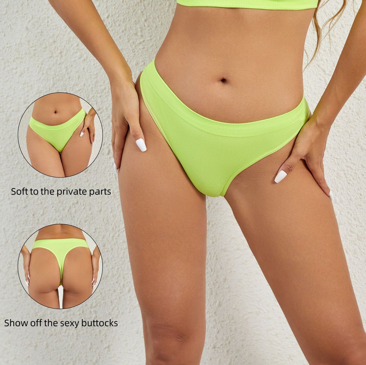 Plus Size Sexy Panties Sports Thong Threaded Solid Color Panties