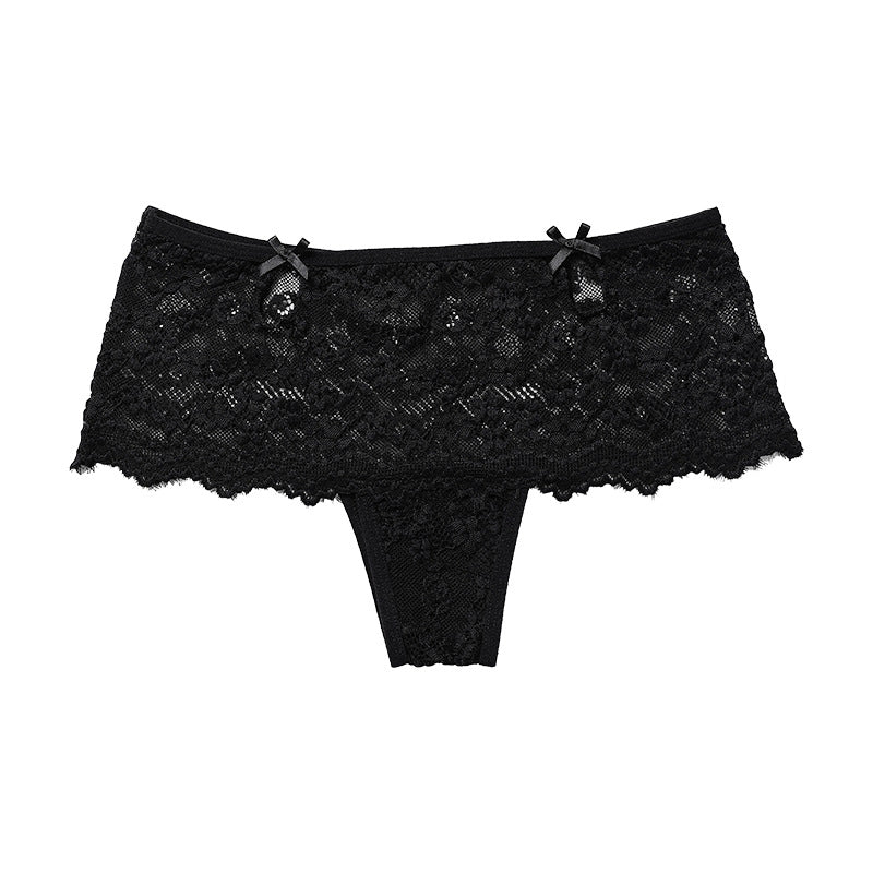 Sexy Lace Splicing Bowknot Thong Panties
