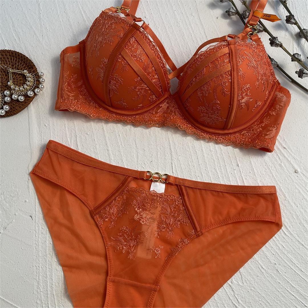 French Style Embroidered Lace Push-up Bra Set
