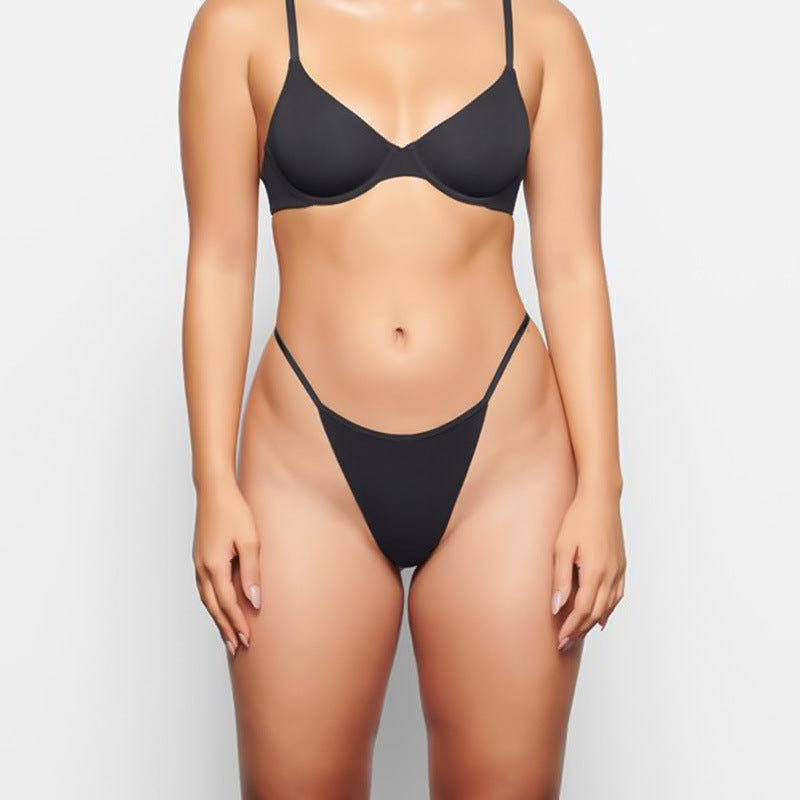 Sexy Spaghetti Strap Invisible  Butt-lifting Cotton T-back Thong Panties