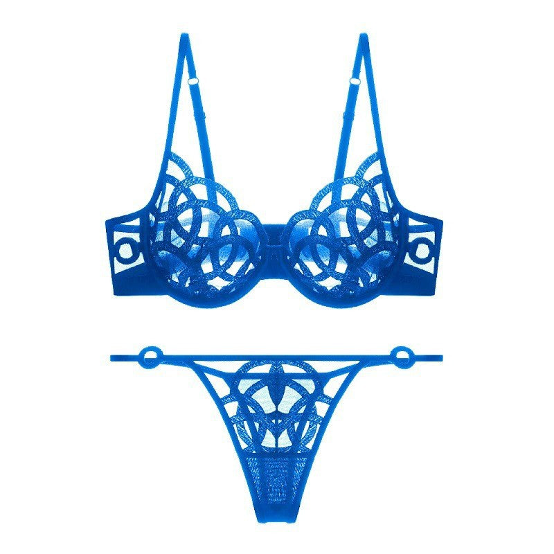 French Sexy Ultra-thin Gathering Mesh Lace Bra Set