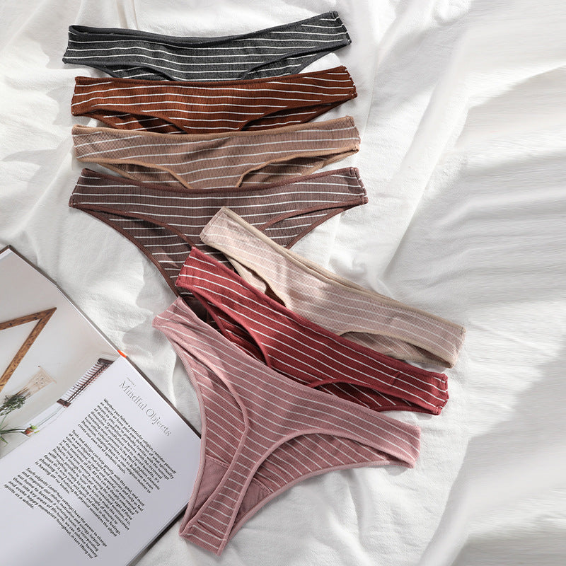 Delicate Striped Soft Skin Friendly Panties Sports Invisible Thong