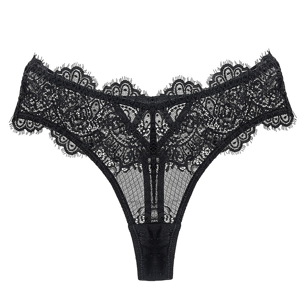 Sexy Lace Thong Thin See-Through Hollow Out Low Waist Panties
